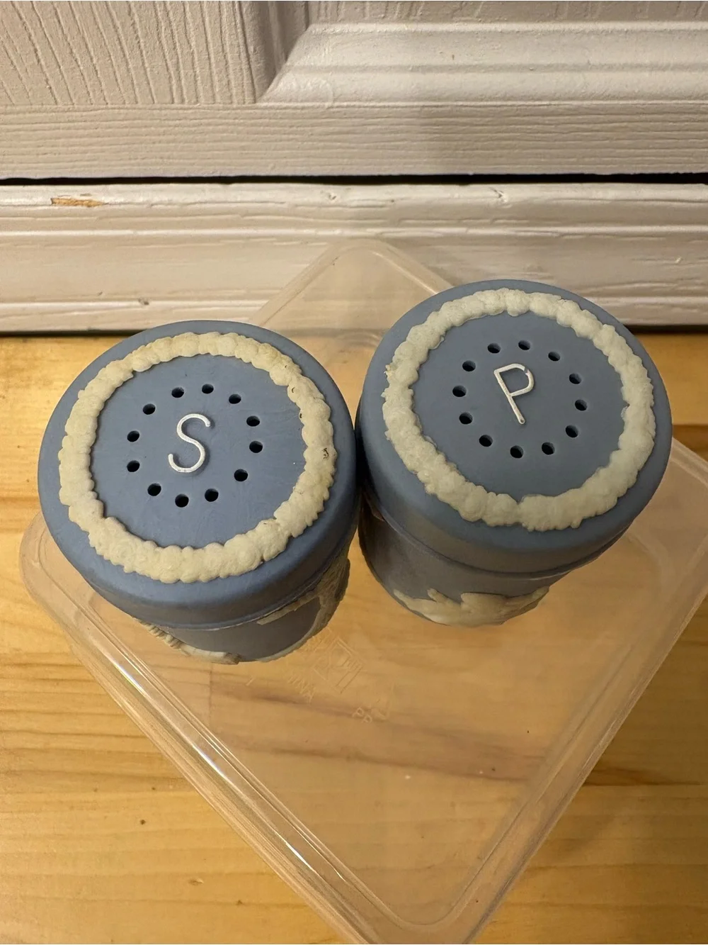 Blue Jasperware look and Style Salt & Pepper Shakers